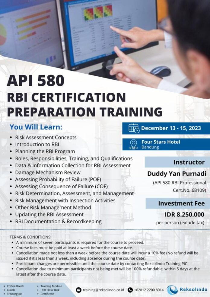 API 580 RBI Certification Preparation | Reksolindo